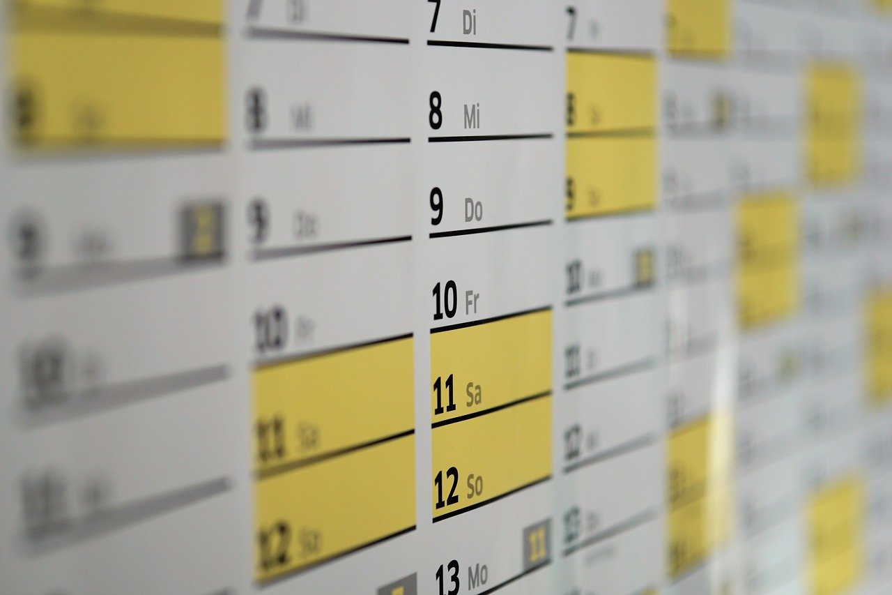 wall planner dates